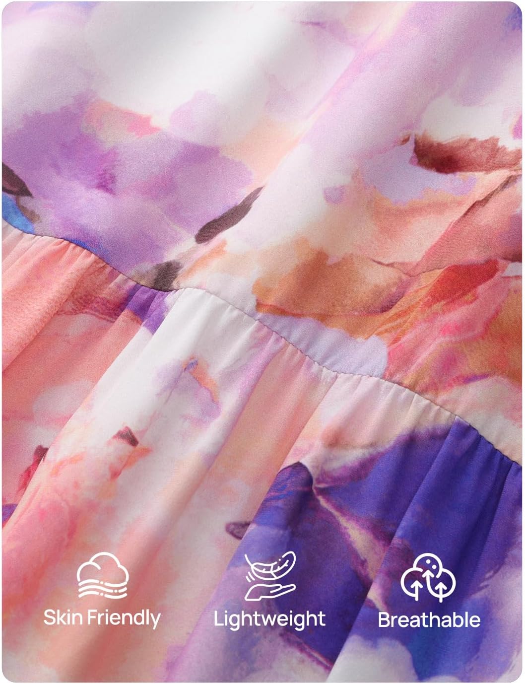 ZESICA Spring Dresses for Women 2026 Long Sleeve Boho Floral V Neck Empire Waist A Line Casual Flowy Wedding Guest Maxi Dress - Image 5