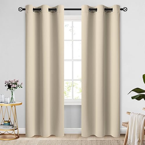 Miniatura 165 de COSVIYA Cortinas 100% opacas para dormitorio con forro negro, bloqueo de luz completa, aislamiento térmico y ojales, tratamiento de ventana de 54