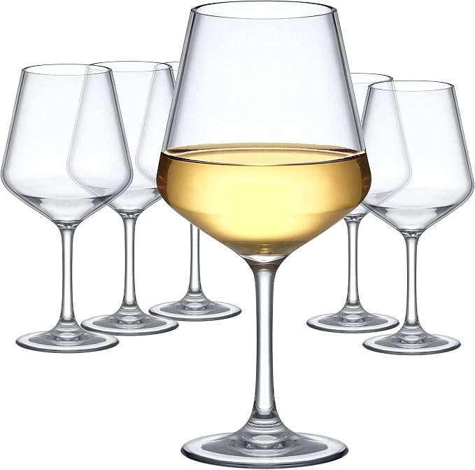 Amazing Abby - Sasha - 14-Ounce Unbreakable Tritan Wine Glasses (Set of 6)