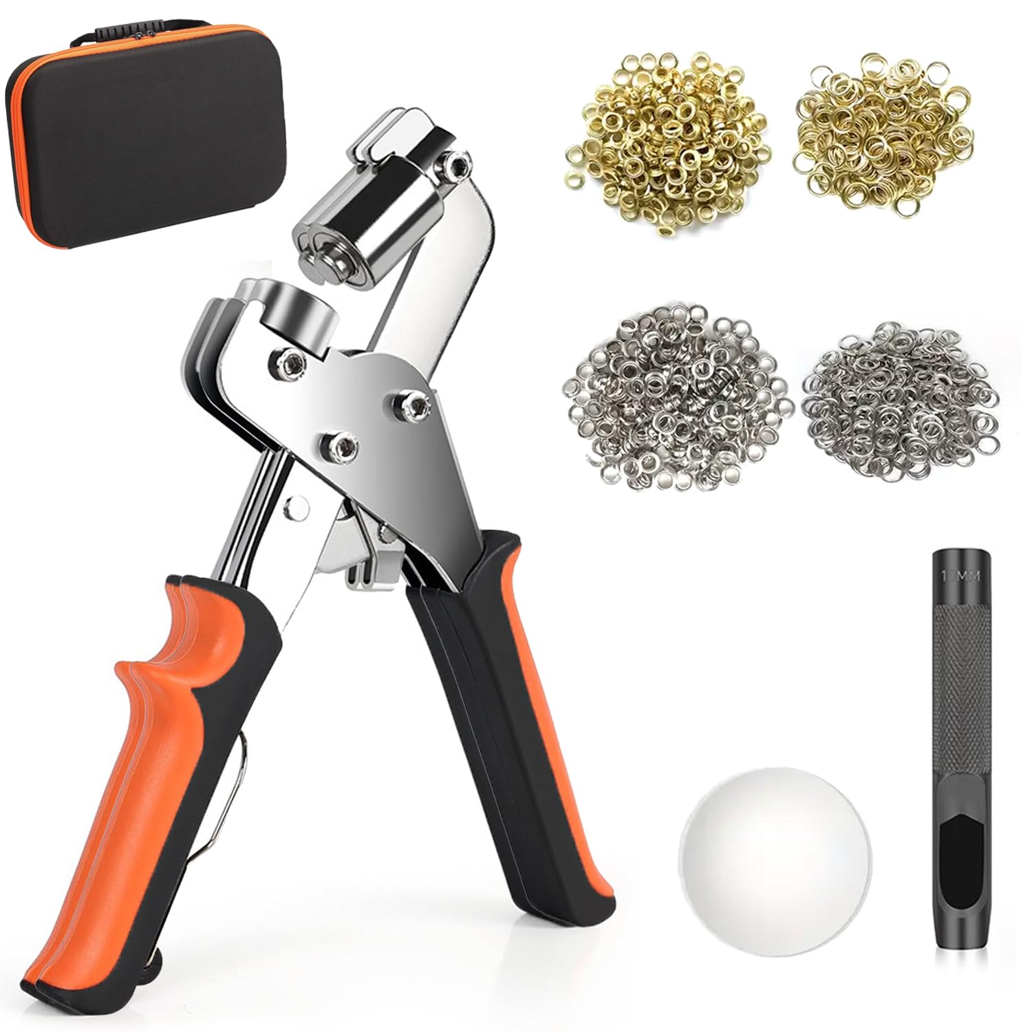 Cobenga 10mm Eyelet Punch Kit with 300pcs Eyelets, Professional Magnetic Grommets Eyelets Set, Grommet Press Hole Punch Plier