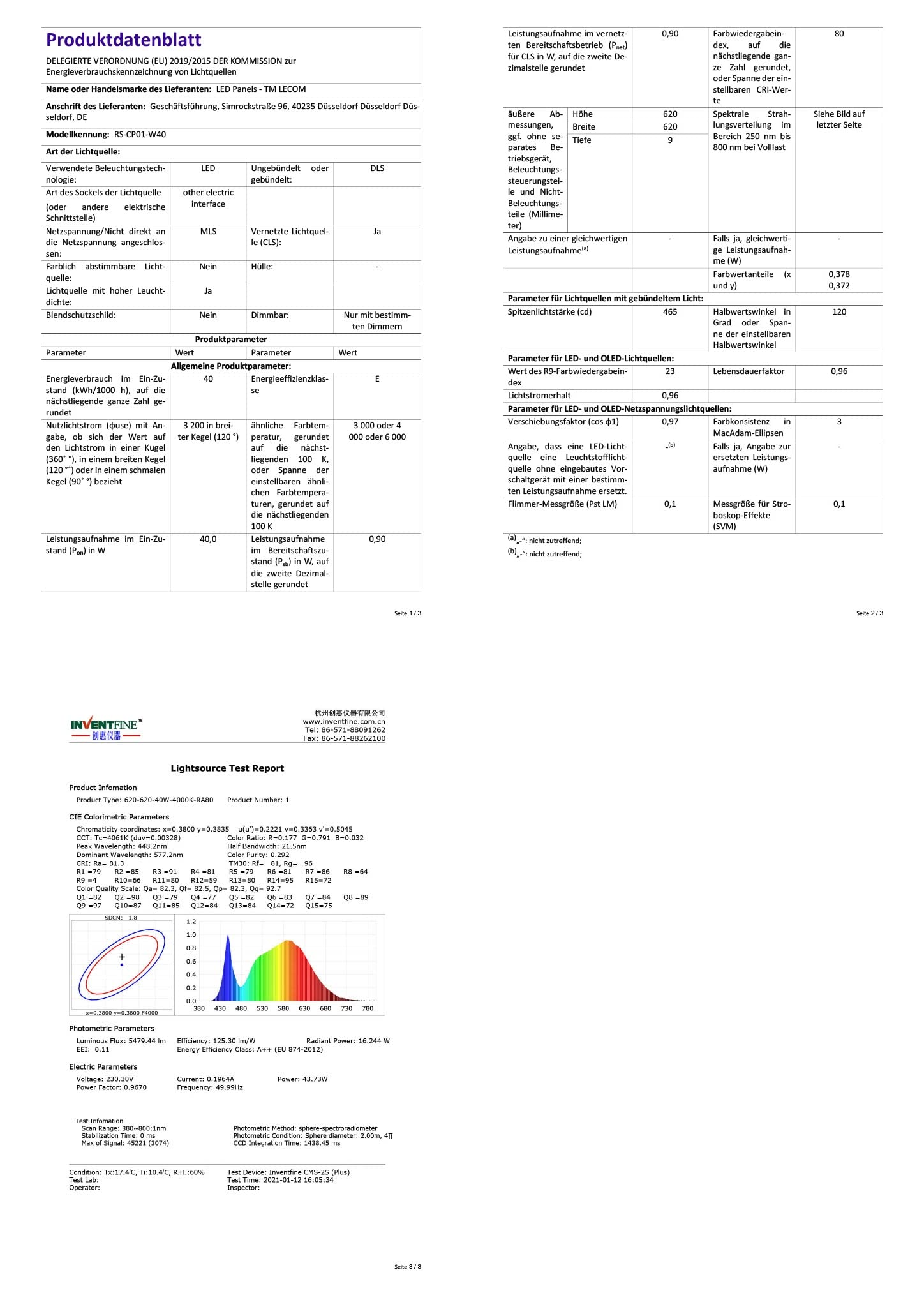 LECOM LED Panel 62x62 cm Kaltweiß 6500K 4000lm Aufputz mit Aufbaurahmen