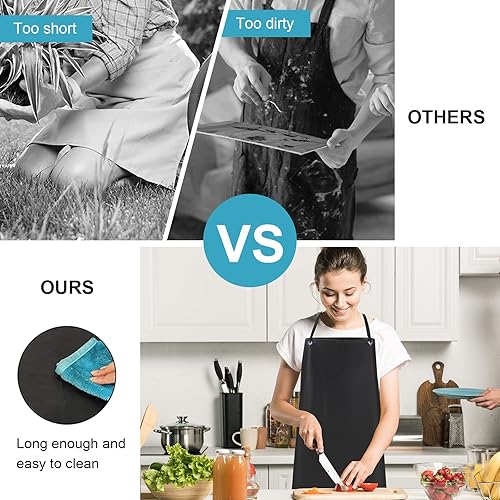 Miniatura 6 de Surblue Delantal de vinilo de goma impermeable, delantal de 47 pulgadas, delantal de goma anticorrosión, resistente a los químicos, ropa segura para