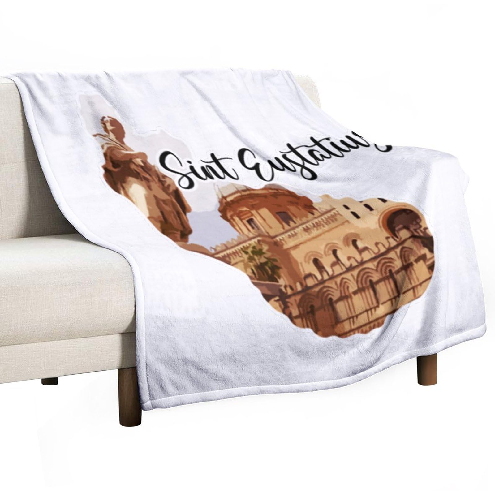 Couverture polaire en flanelle Sint Eustatius 127x152 cm avec motif de paysage urbain moderne