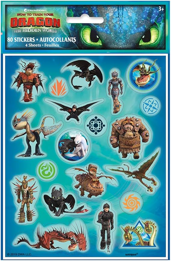 How to Train Your Dragon Sticker Sheets Assorted Designs
