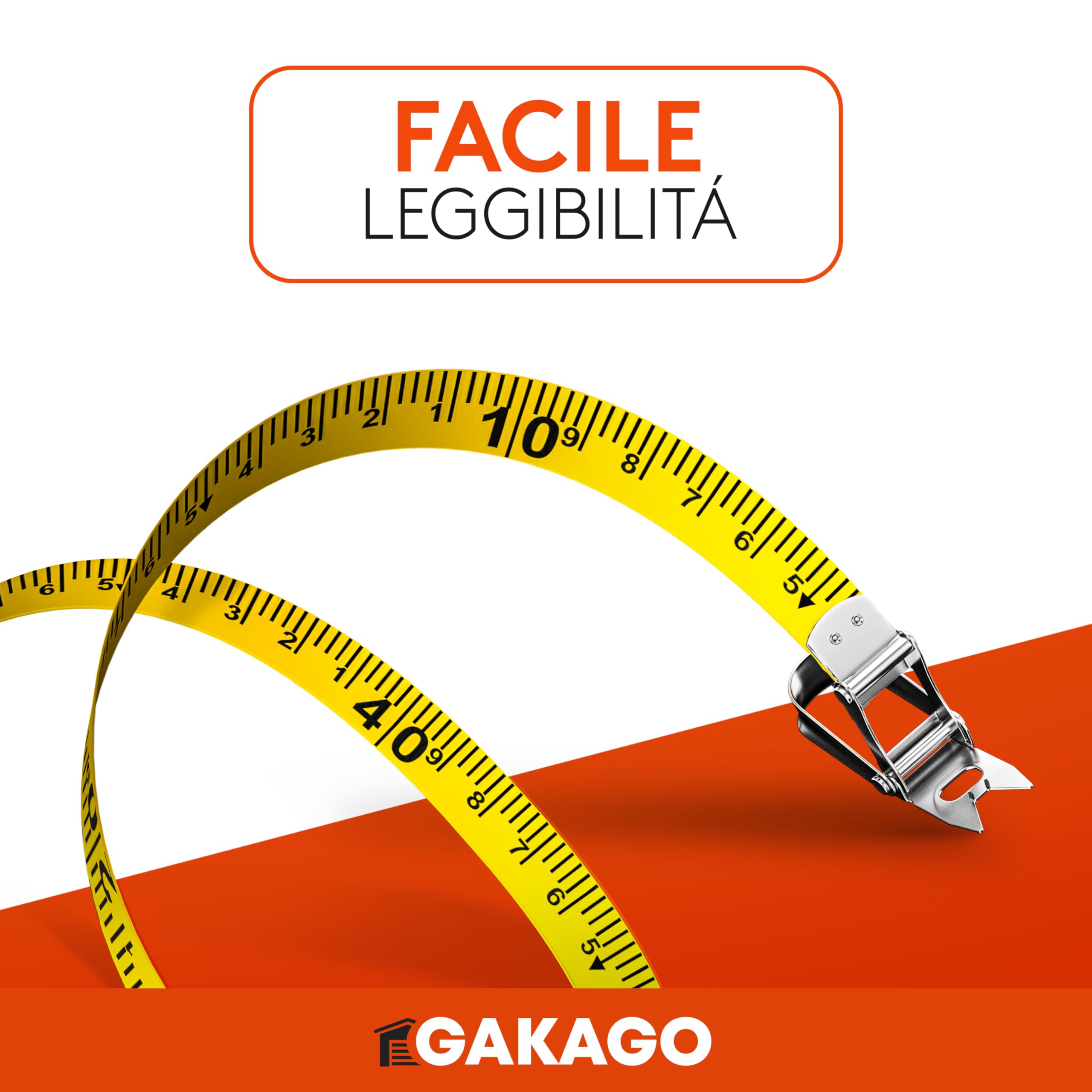 Gakago Metro a nastro 100m - Metro a rullo a 3 pieghe con leva di ripiegamento - Impugnatura ergonomica e antiscivolo - Rotolo di metro a nastro con punta di marcatura
