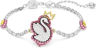 Pop Swan Pierced Stud Earrings with Swarovski Swan Motif, Pink and Clear Crystals