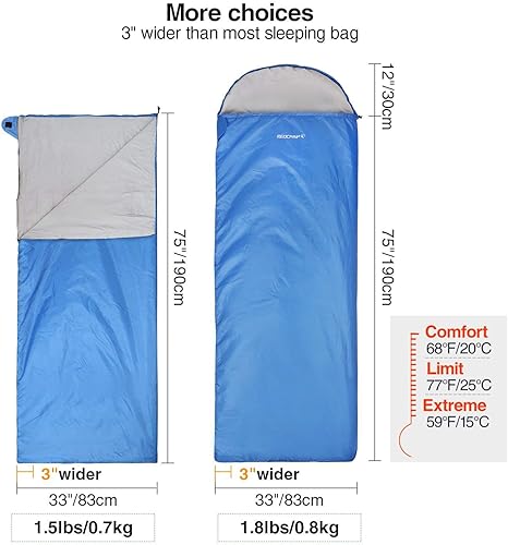 Vista 2 de REDCAMP Saco de dormir ultra ligero para mochileros, senderismo, comodidad para adultos, clima cálido, con bolsa de compresión