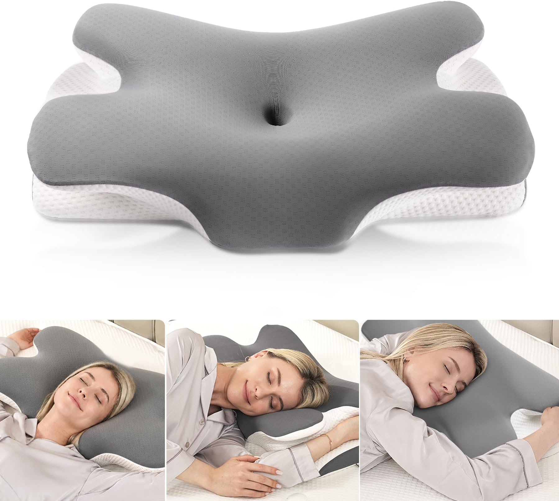 MULISOFT Memory Foam Pillow, Comfortable Pillow, Supportive Neck pillow, Ergonomic side sleeper pillow (GREY)