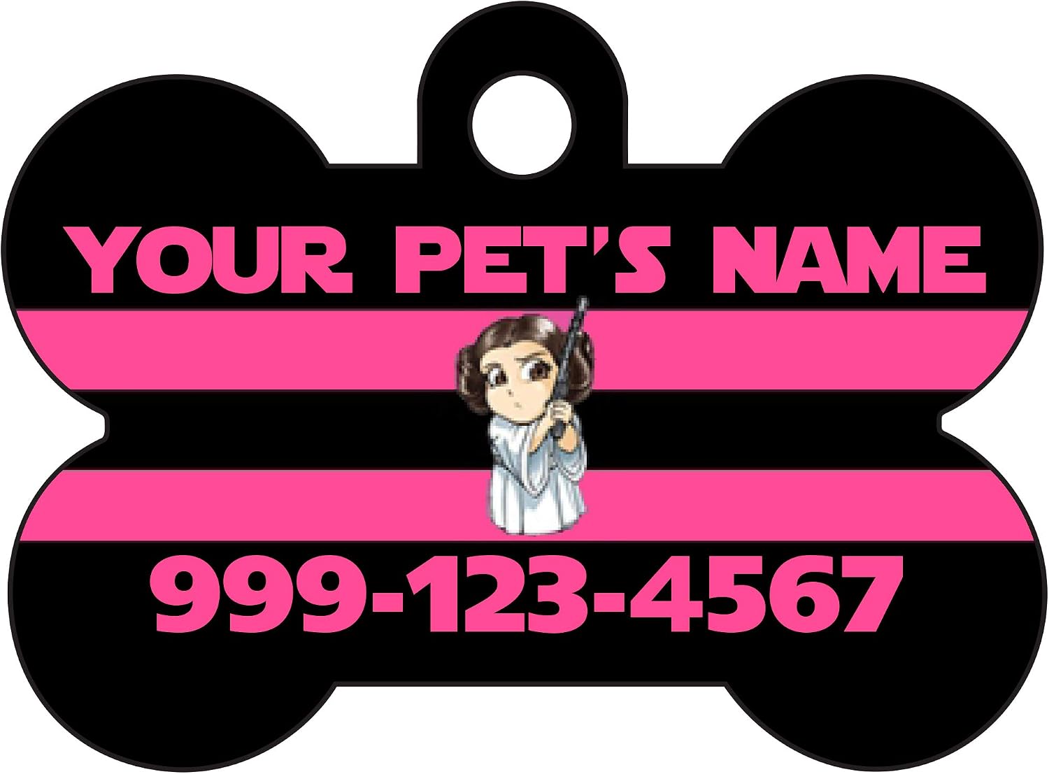 uDesignUSA Princess Leia Pet Id Dog Tag Personalized w/Name & Number