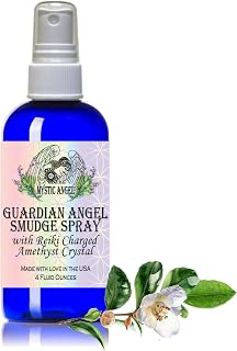 Guardian Angel Smudge Spray with Reiki Charged Amethyst Crystal (4 oz)
