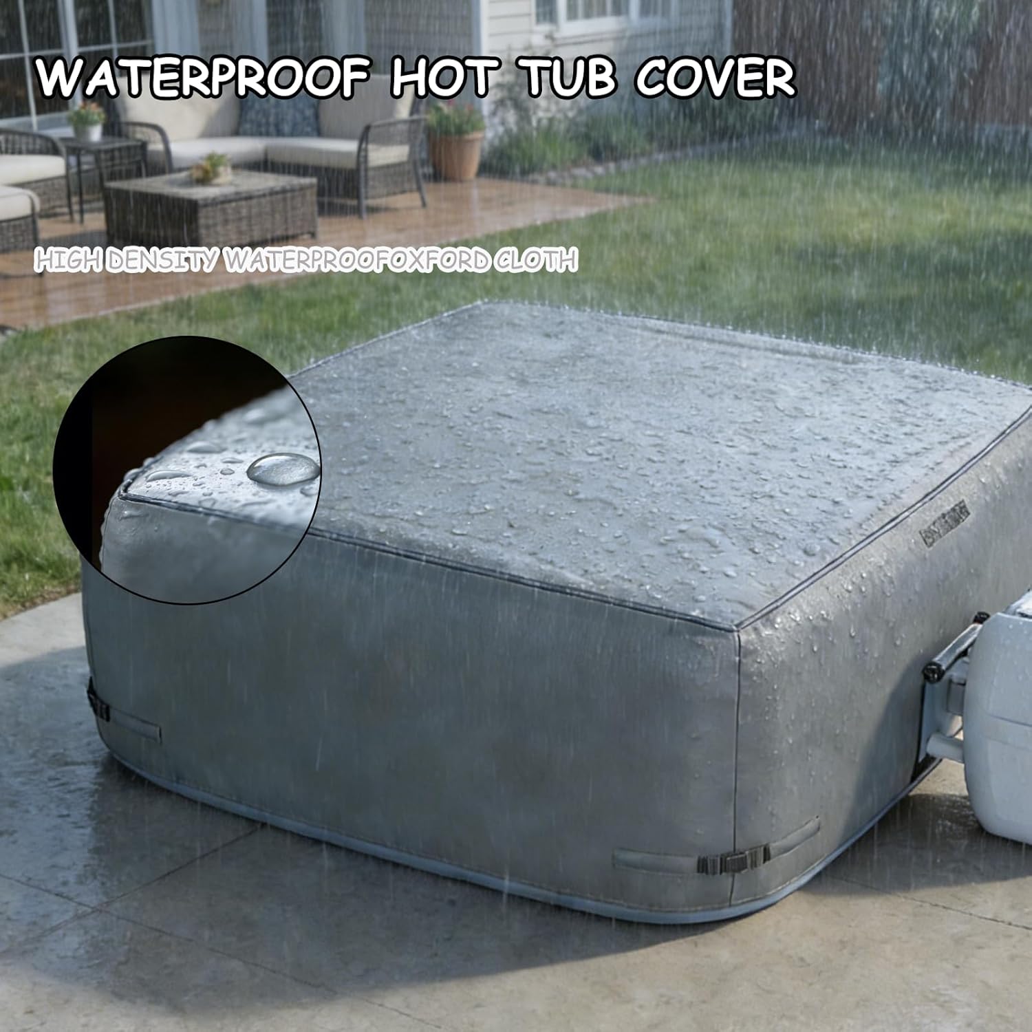 XCZ Portable Hot Tub Cover, Inflatable Hot tub Full Coverage - Waterproof, Sun Protection, dust Proof, Suitable for 71 "Inflatable hot tub spa,Square (Grey, Cover only)