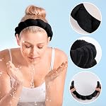 Spa Headbands for Women Skincare Headband Black Makeup Headband for Washing Face Hair Headband and Wristband Valentine's Day Gifts for Women Teen Girl