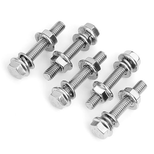 Miniatura 51 de Perno M6x1.0 (10 juegos) M6 x 0.787 in Brida Hex Head Tuercas y Pernos, Tornillos hexagonales de brida de perno M6 con tuercas y arandelas, Surtido