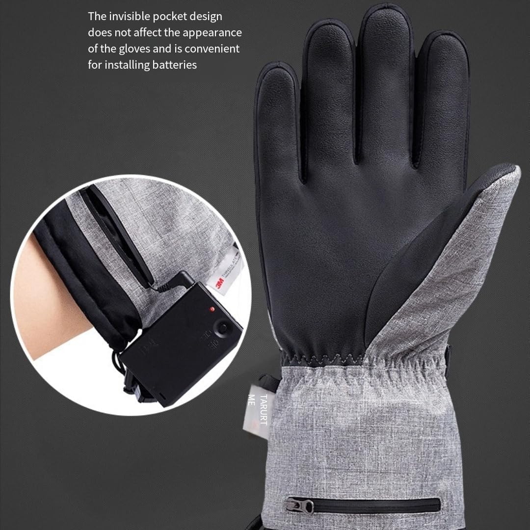 Gants chauffants pour homme et femme - Gants chauffants électriques pour moto, ski, travail en plein air, design antidérapant, compatible avec écran tactile, version améliorée