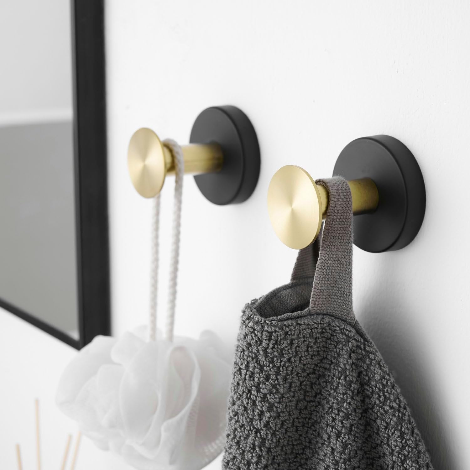 Towel Hook Gold Black Robe Hook 4pcs - Wall Mounted Bathroom Towel Hook Clothes Coat Hook for Living Room Kitchen Heavy Duty Door Hanger Stainless Steel