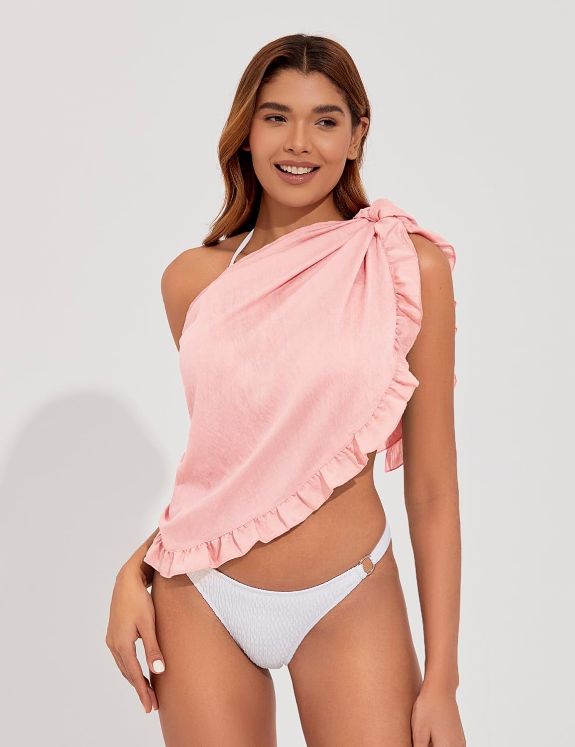 Tournesol Women's Sarong Short Beach Cover Up Skirt Sheer Bikini Wraps Ruffle Hem Bathing Suit Coverups for Swimwear S-2XL - Image 3