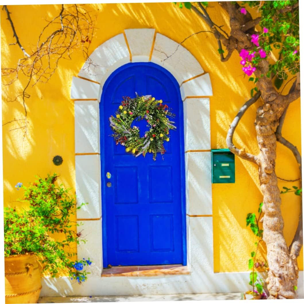 アンティーク ドライフラワー風 玄関リース ガーデンリース ナチュラル リース アトリエ美鈴 通販 13934835｜Creema(クリーマ) 夏用玄関リース 17.72インチ 人工ワイルドフラワーリースハンガー 玄関ドア用 フラワーガーランドデコレーション 自宅の窓壁 ウェ