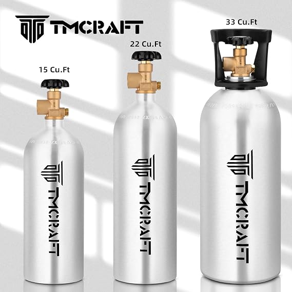 TMCRAFT 33 Cu.Ft Nitrogen Cylinder, High-Strength Aluminum Alloy Inert Gas Tank, DOT Approved Gas Tank with CGA-580 Valve (Ships Empty)