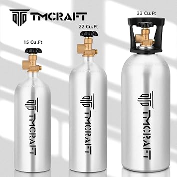 TMCRAFT 33 Cu.Ft Nitrogen Cylinder, High-Strength Aluminum Alloy Inert Gas Tank, DOT Approved Gas Tank with CGA-580 Valve (Ships Empty)