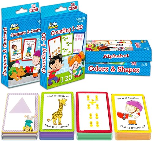 Miniatura 3 de Fisher Price - Juego de tarjetas preescolares para niños pequeños, 2 a 4 años, 4 paquetes de tarjetas para niños pequeños (ABC, números, colores,