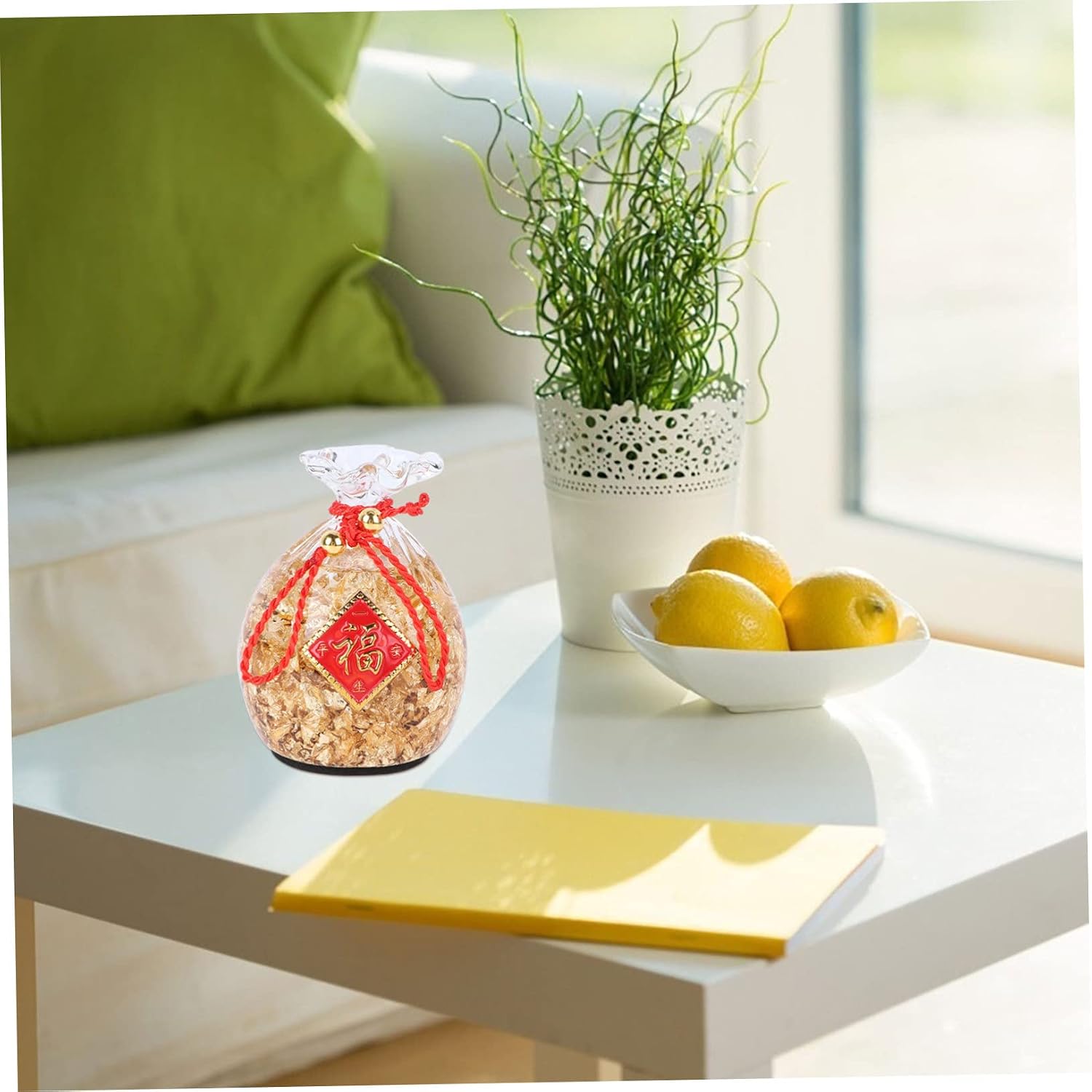 1pc Crystal Blessing Bag Ornament for Home Decor Decorative Craft Money Bag Adornment for Luck Unique for Families and Friends