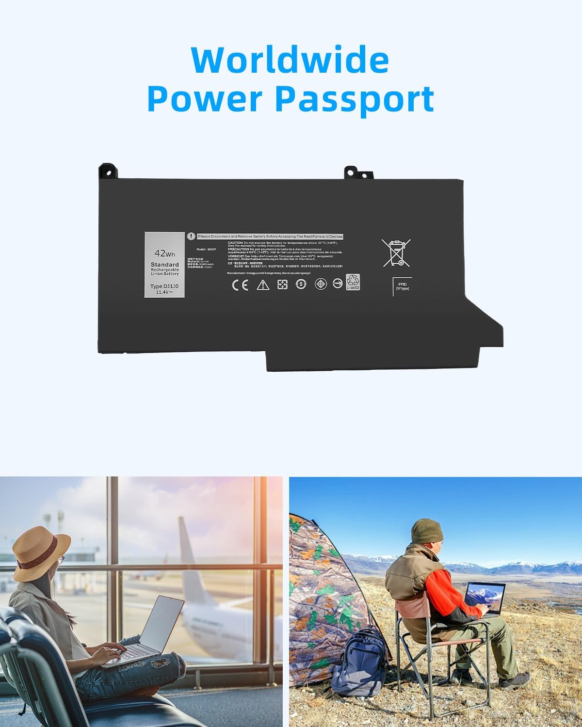 42Wh DJ1J0 Battery Replacement for Dell for Latitude 7280 7290 E7280 E7290 13 7380 7390 E7380 E7390 14 7480 7490 E7480 E7490 Series DJ1JO P28S P28S001 451-BBZL PGFX4 ONFOH K8X0T 11.4V High performance