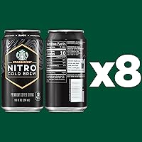 Vista 3 de Starbucks - Café RTD Nitro Cold Brew, Negro Sin Azúcar, Latas de 9.6 fl oz (Paquete de 8), Café Helado, Café Cold Brew, Bebida de Café