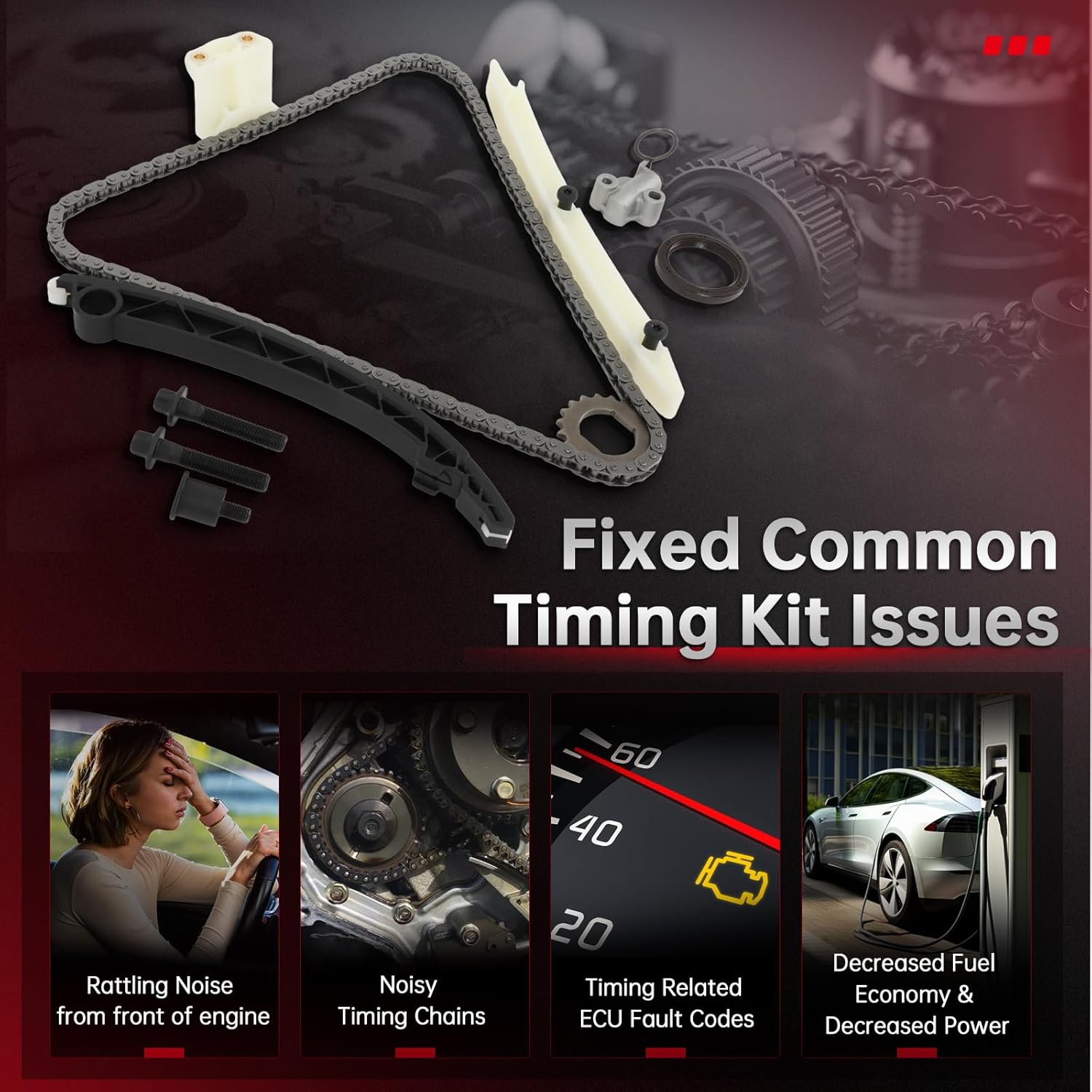 cciyu 22HP47N,ETCK2102,TK343 Engine Timing Chain Kit Sets for Chevrolet Sonic Trax Cruze Limited Cruze Volt for Cadillac ELR for Buick Encore 1.4L