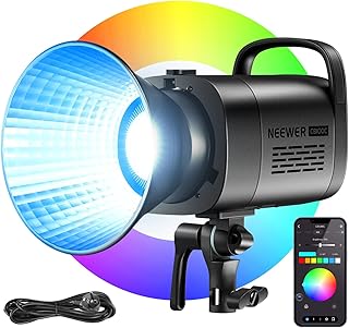 NEEWER CB100C 130W RGB LED Light Video App/2.4G Control 360° Full Color 2700K-6500K 27000lux/m COB Bowens Mount Spotlight …