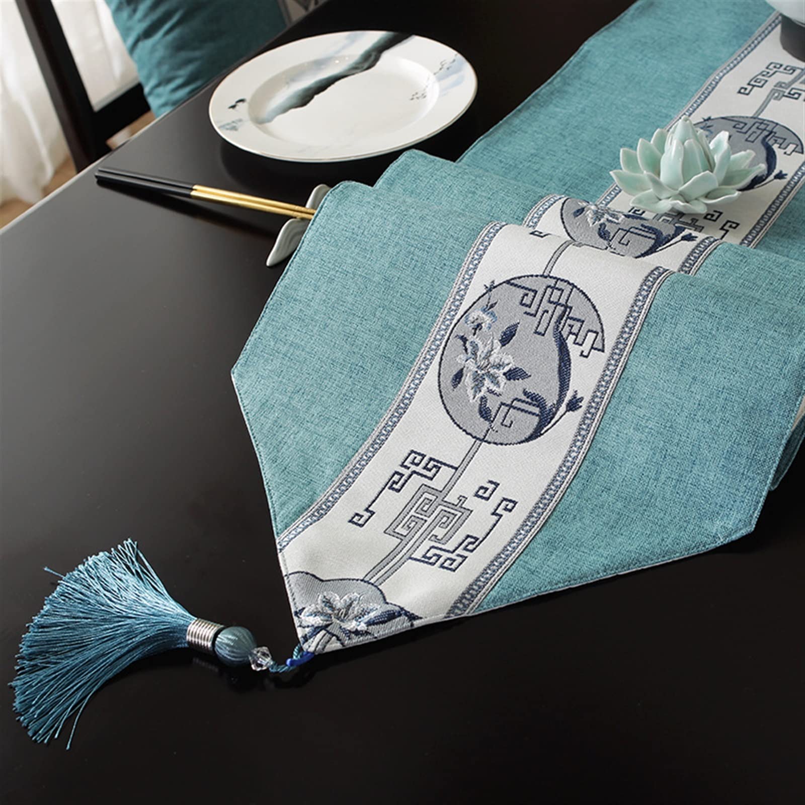 Elegante e lussuoso Runner da tavola in stile cinese Runner da tavola in cotone e lino Materiale con nappe Tovaglia da pranzo, strofinaccio, tovaglia, tovaglia Regali di festa ( Color : 1PCS-Color 15