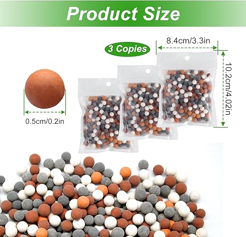 Miniatura 2 de Paquete de 3 cuentas de repuesto para filtro de ducha de cuatro colores, bola de piedra mineral, reemplazo de piedras de repuesto para cabezal de