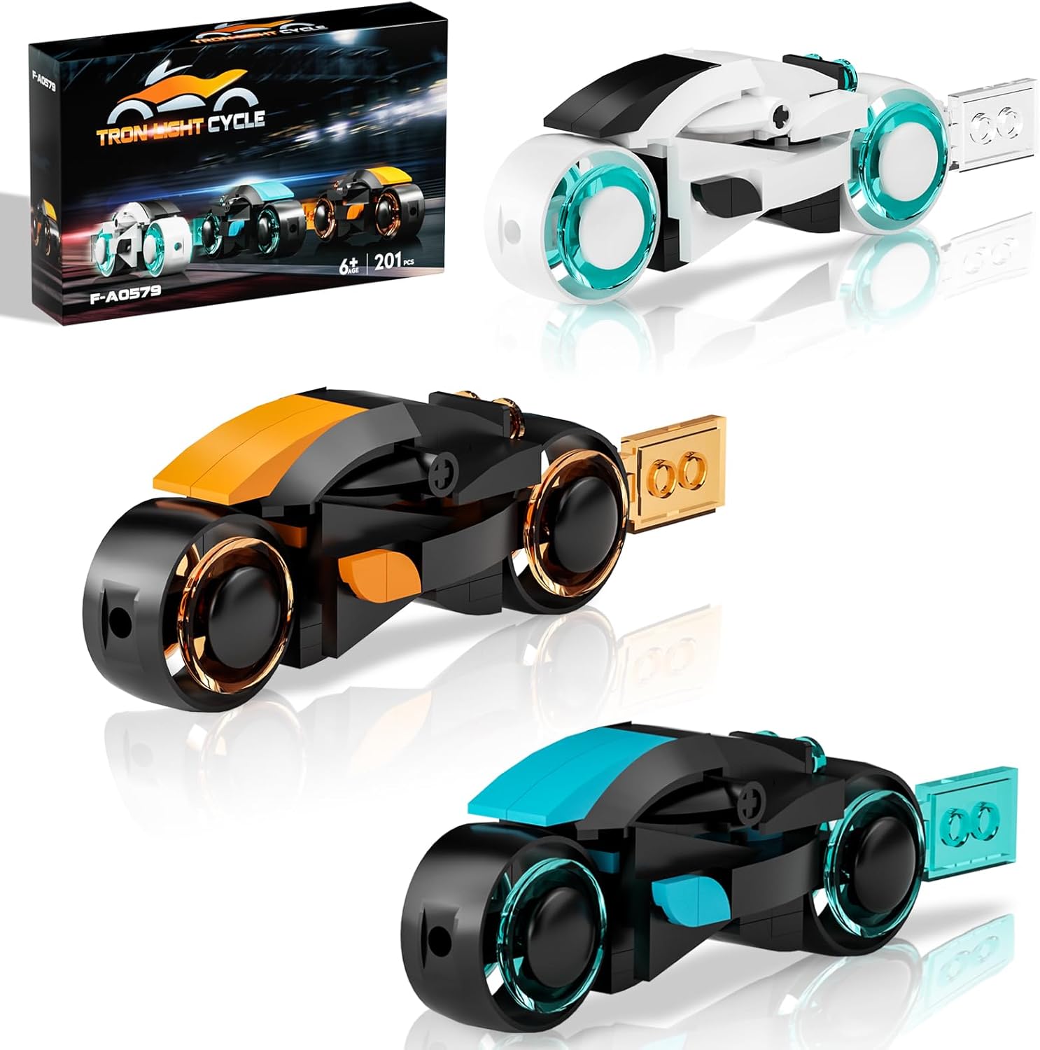 TRON Legacy Building Set, Tron Light Cycle Collectible Toy Motorcycle Building Block Set Toy for TRON Fans and Kids