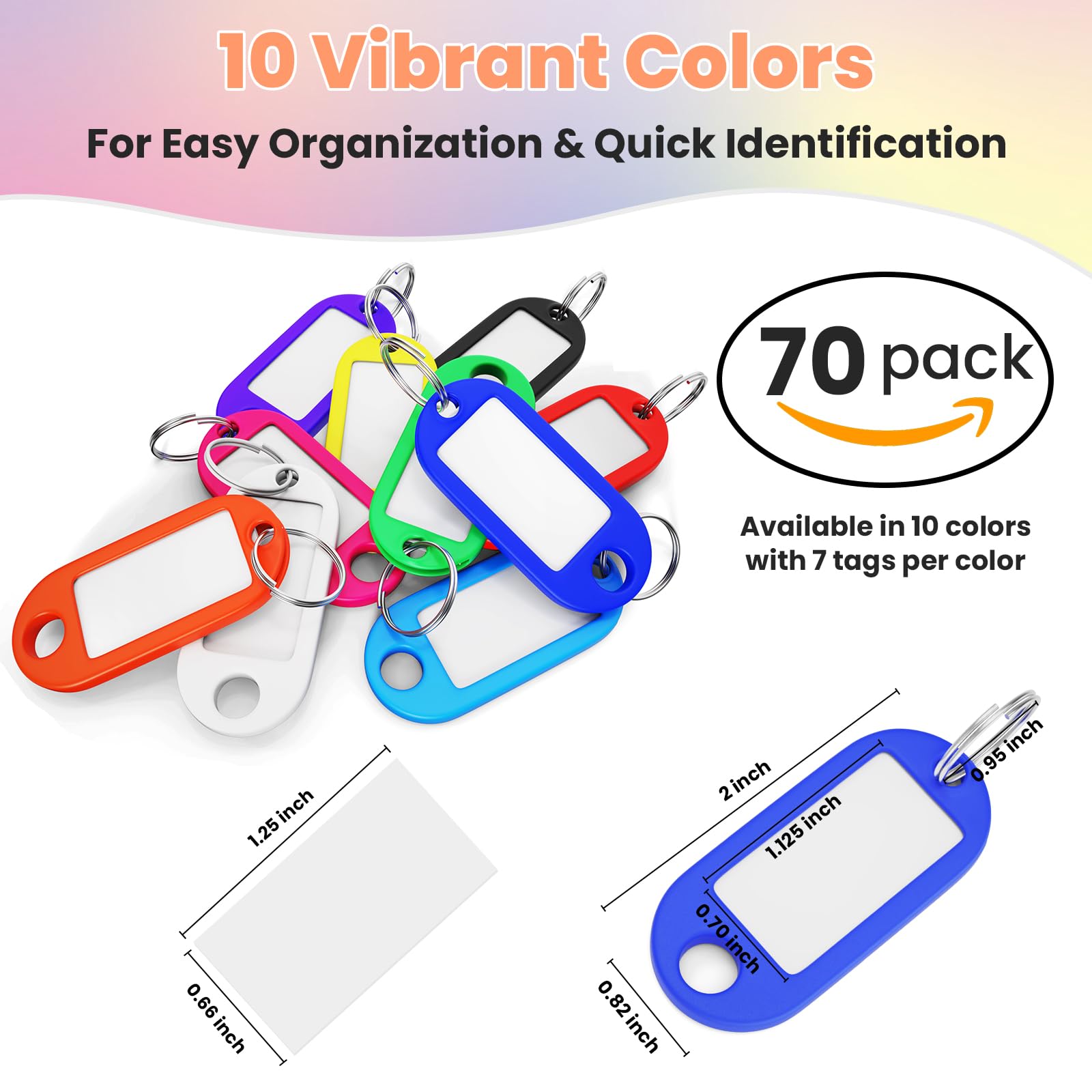 Amazon.com: 70 Pcs Plastic Colored Key Ring Tags with Labels - Key
