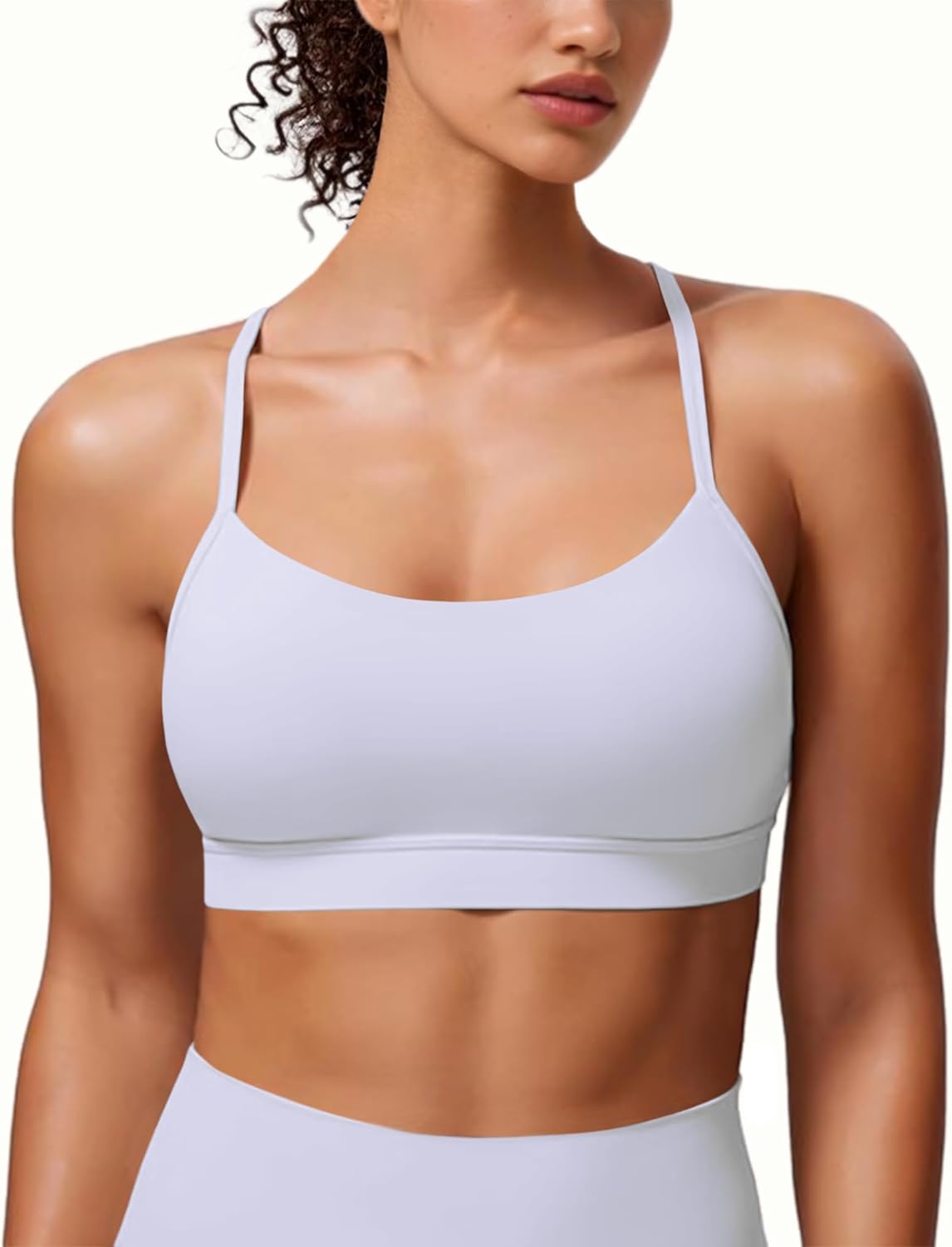 Padded Y-Back Sports Bra for Women - Racerback Low Impact Spaghetti Strap for Yoga Workout Top - Image 2