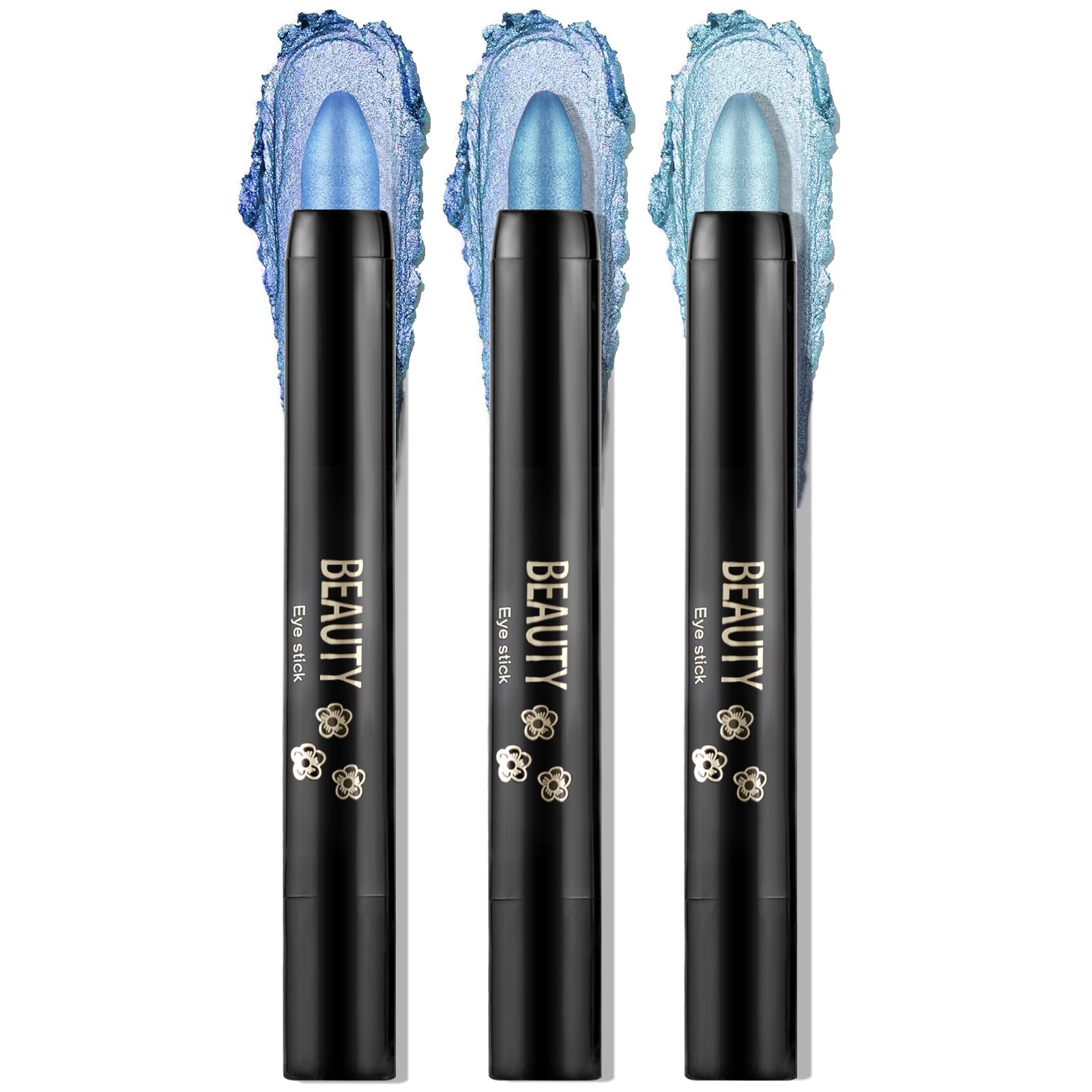 Boobeen 3PCS Lidschattenstift Creme Crayon Wasserdicht Lidschatten Aufheller Stick Schimmer Augenmake-up Stift erstellen Glitter Augen Make-up, einfach zu bedienen