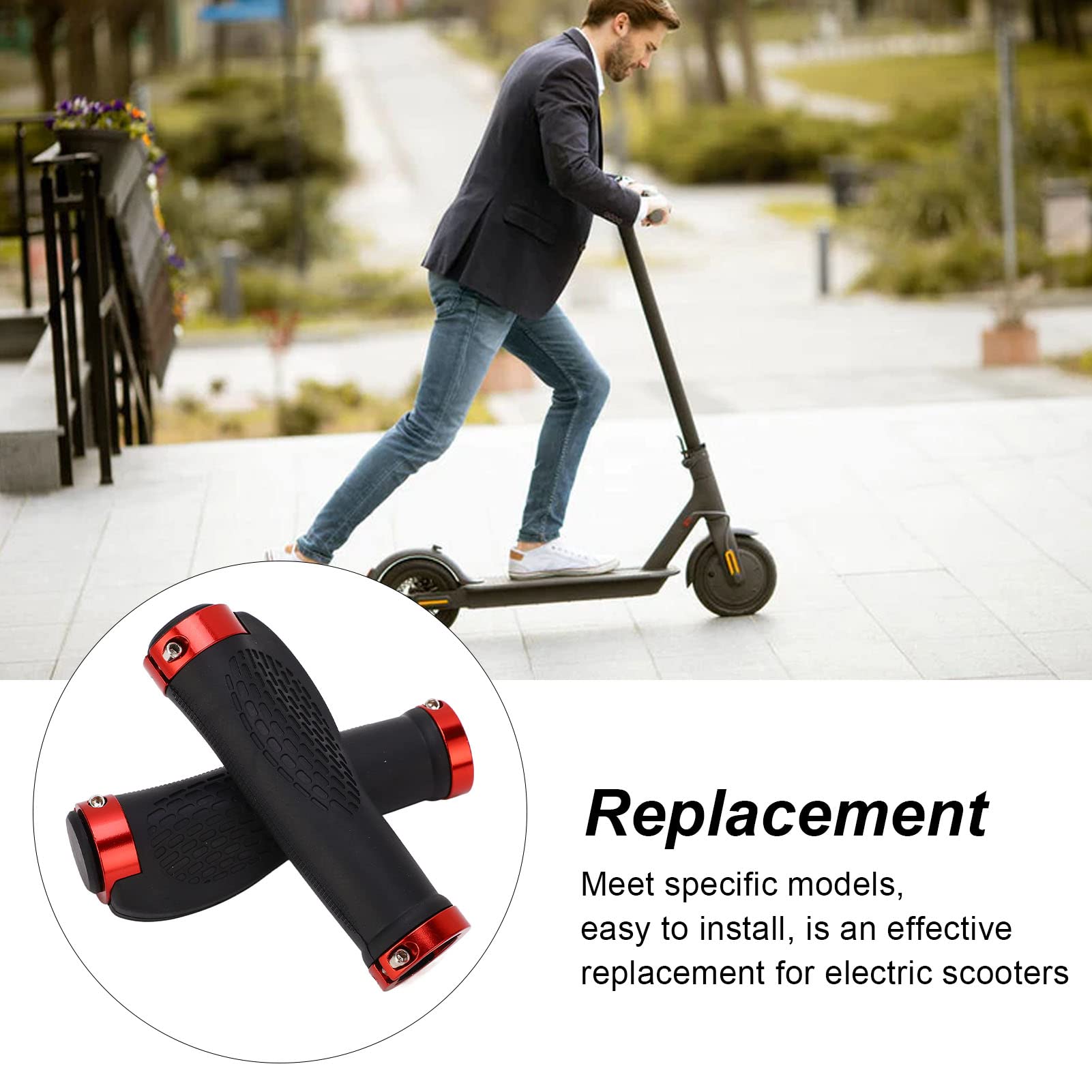 2 Pieces Electric Scooter Handle Sleeve Silicone Prevent Slip Replacement Scooter Handle Bar Grip Cover (Red)