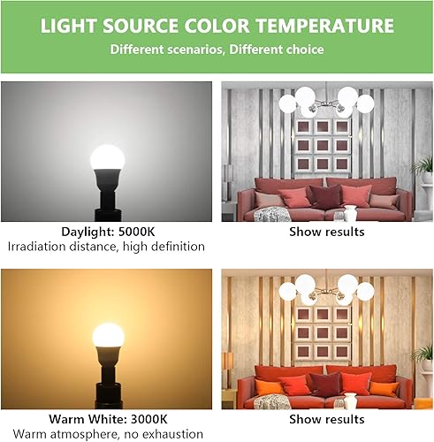 Miniatura 3 de Ganiude Bombillas LED de base intermedia E17, bombillas de globo G14 de 6 W (equivalente a 60 vatios), luz diurna de 600 lúmenes, 5000 K, bombillas
