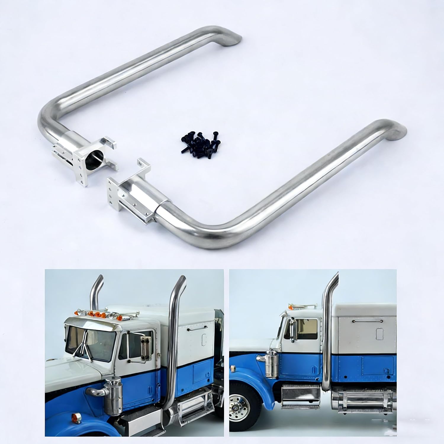 LESU wheelfun Metal Exhaust Pipe for 1/14 RC Model DIY American King Truck Car Parts