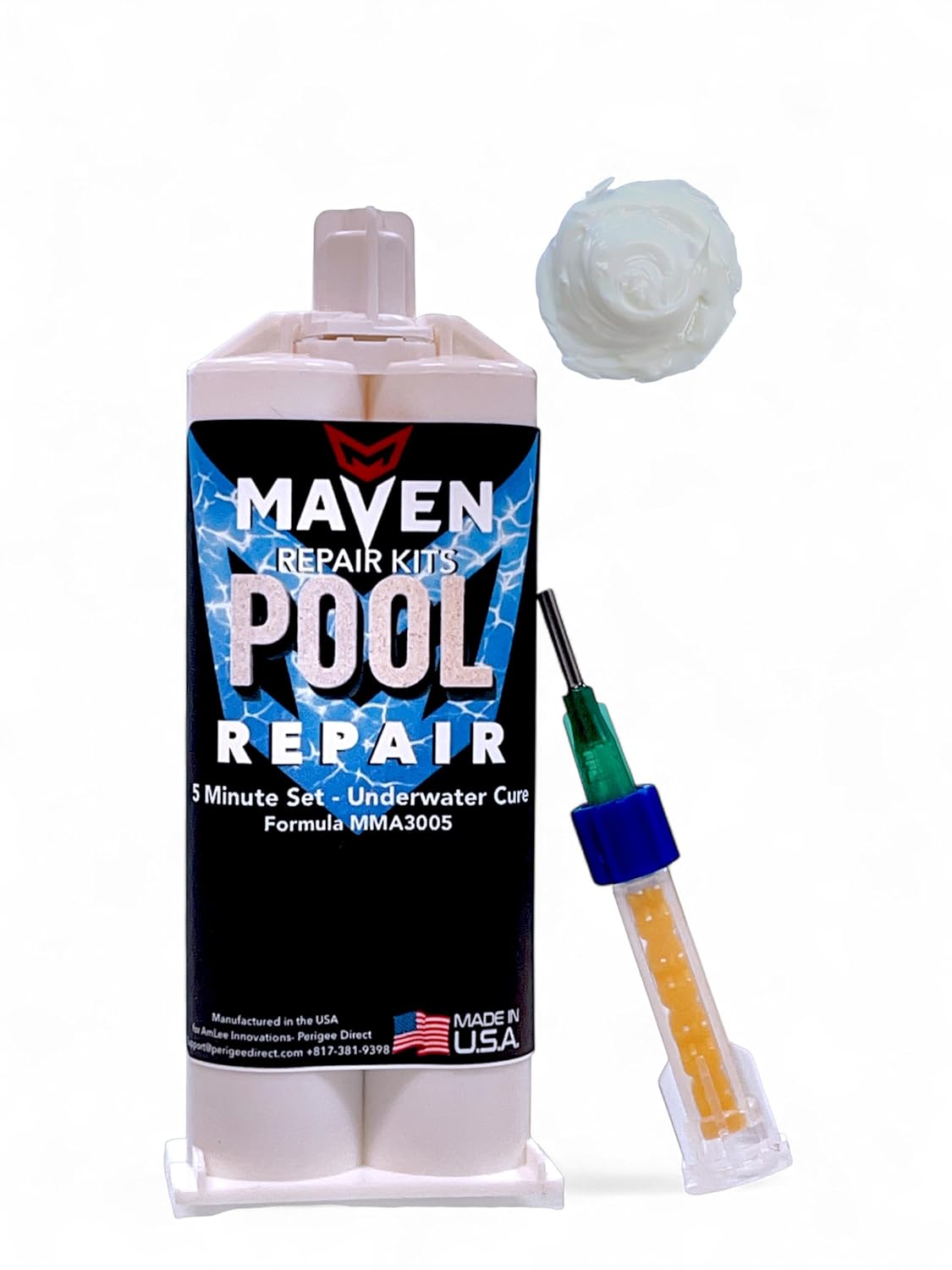 Maven 5 Minute Pool and Spa Repair- Underwater Cure, Crack Filler, Tile Repair, Comes as a Complete Kit (White)