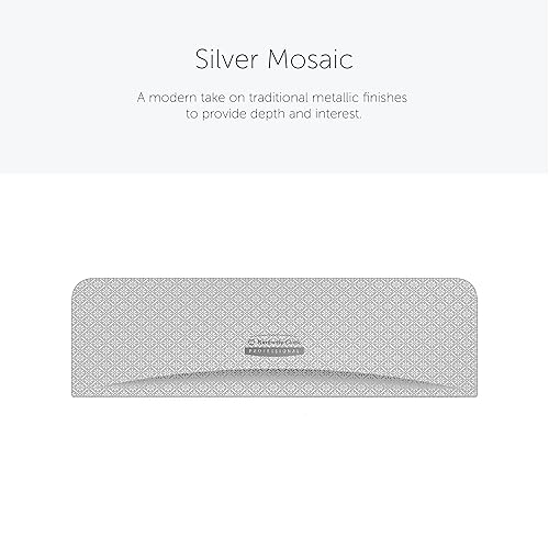 Miniatura 2 de Placa frontal dispensadora (58762), diseño de mosaico plateado, para dispensadores horizontales de papel higiénico estándar sin núcleo (1 unidad)