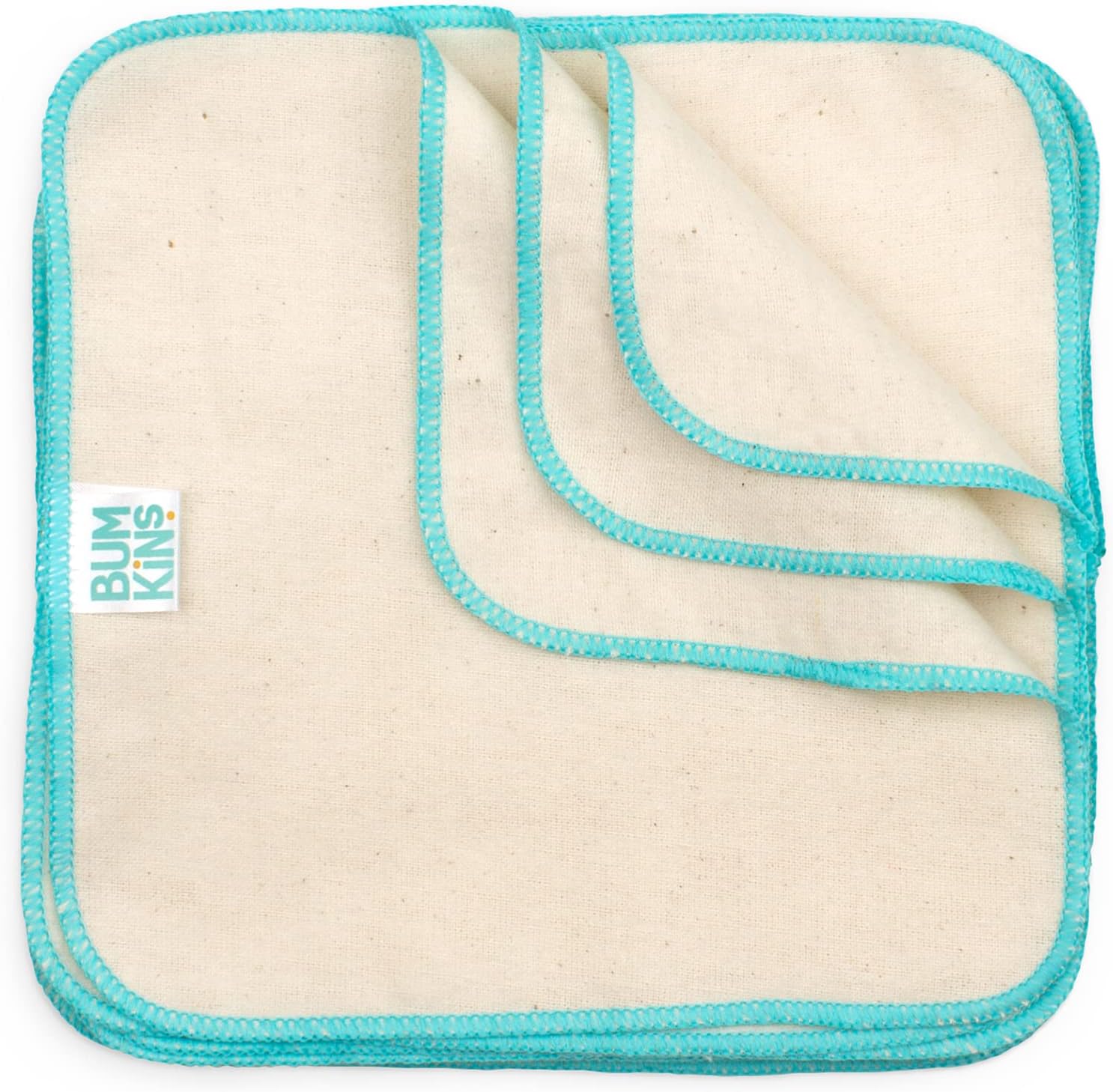 Bumkins Reusable Flannel Baby Wipes, 12 Count, Natural