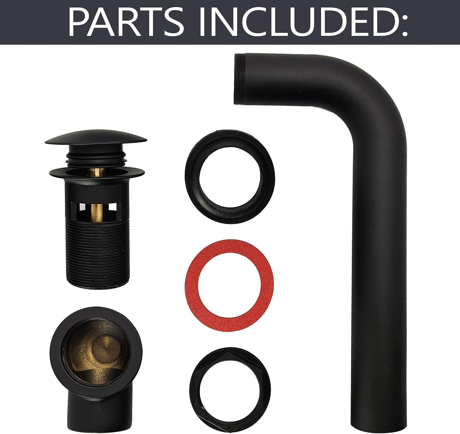 Westbrass 1-1/4" Tip-Toe Offset Overflow Lavatory Drain, 17 Gauge Brass Sink Drain with 1-1/4" Tailpiece, Fits 1-1/2" Opening, Fully Finished Exposed Installation, Matte Black