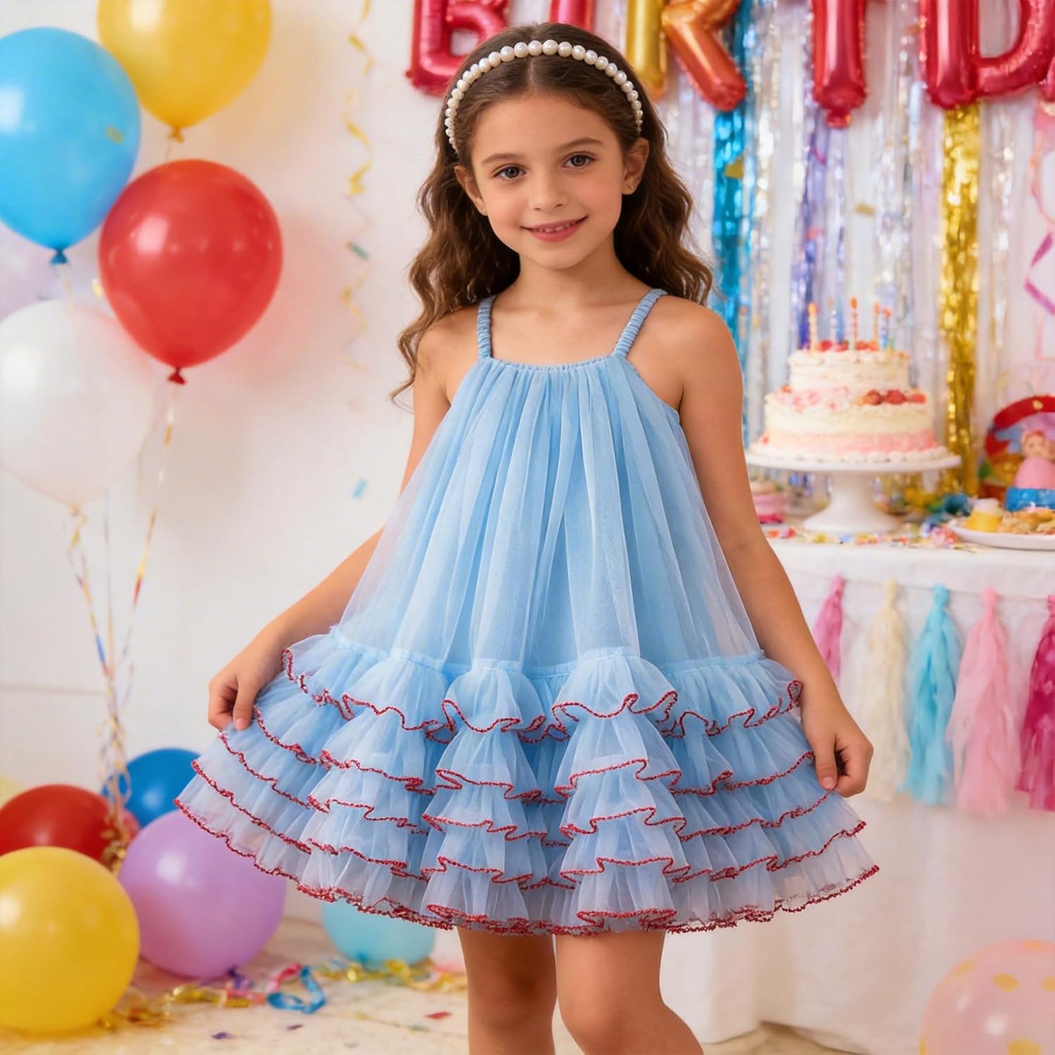 Girls' Dress Checkered and Matching Accessories for Girls Birthday Party Dress Gift Little Girl