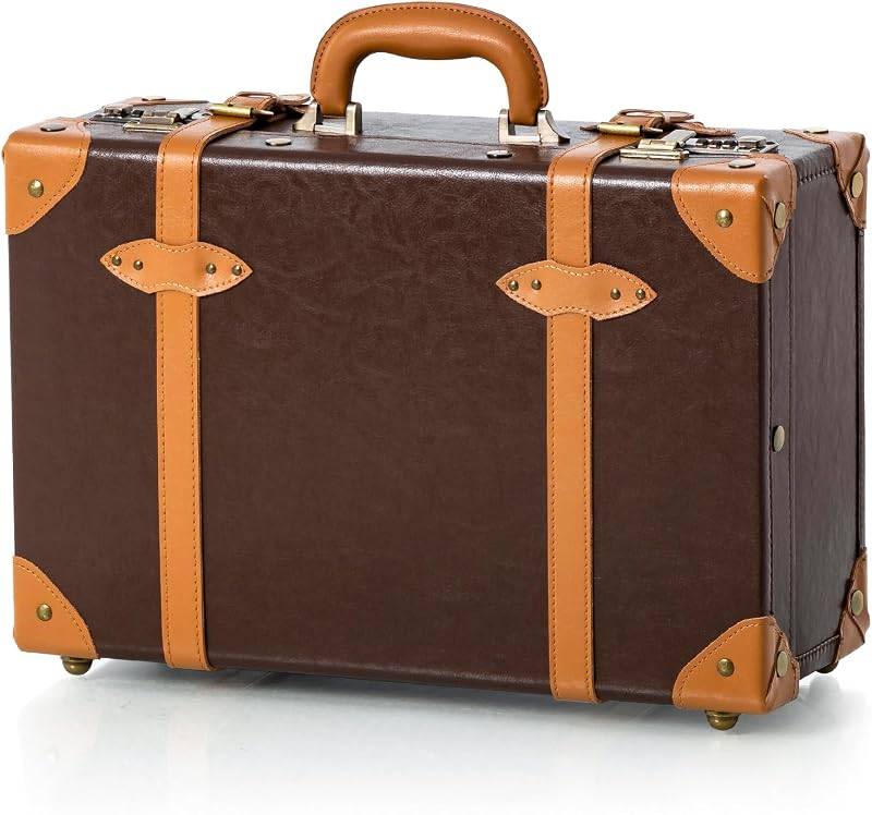 Maleta de maquiagem COTRUNKAGE C6090, 18 polegadas, com alça de transporte, fechadura com combinação e alça removível, Cocoa Brown