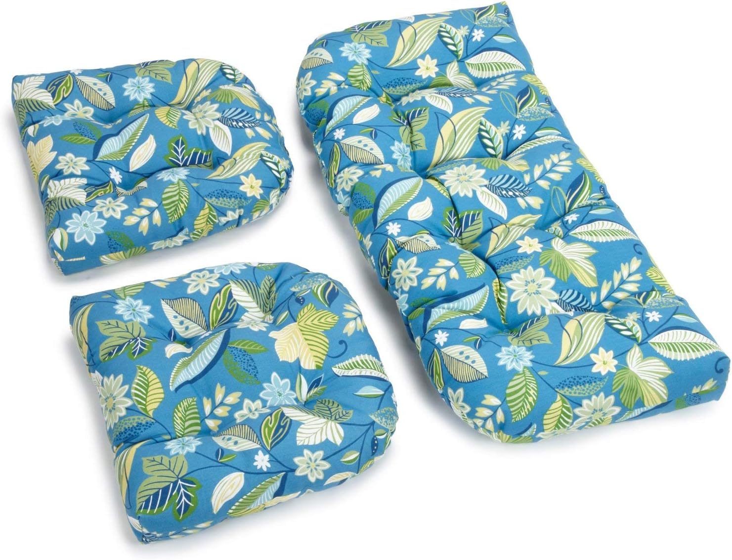 Blazing Needles Outdoor Tufted Settee Cushion Set, Skyworks Caribbean, 3 Count