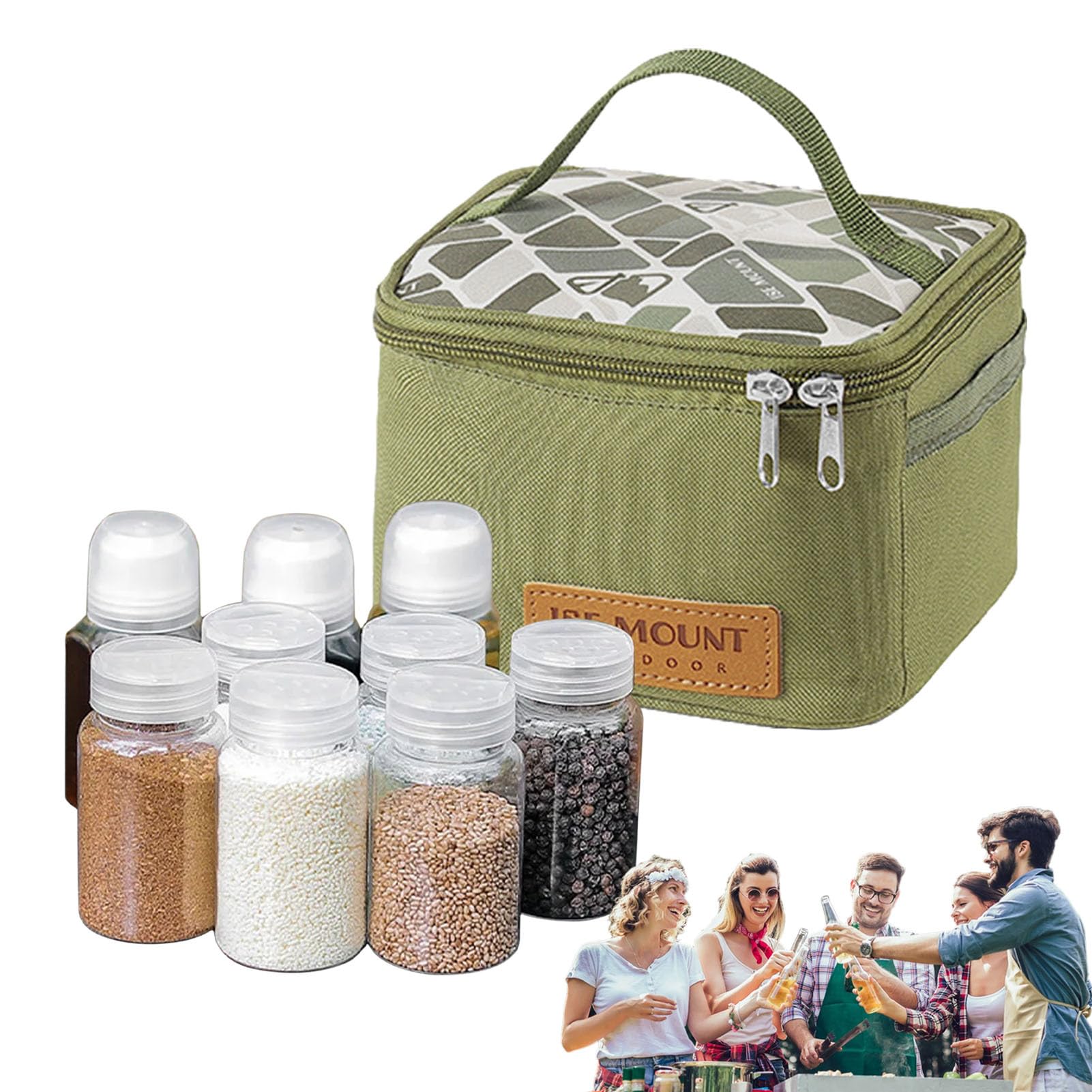 Yardwe Set Da Campeggio Portaspezie Da Viaggio - 9 Bottiglie Con Borsa In Tela, Per Barbecue E Picnic