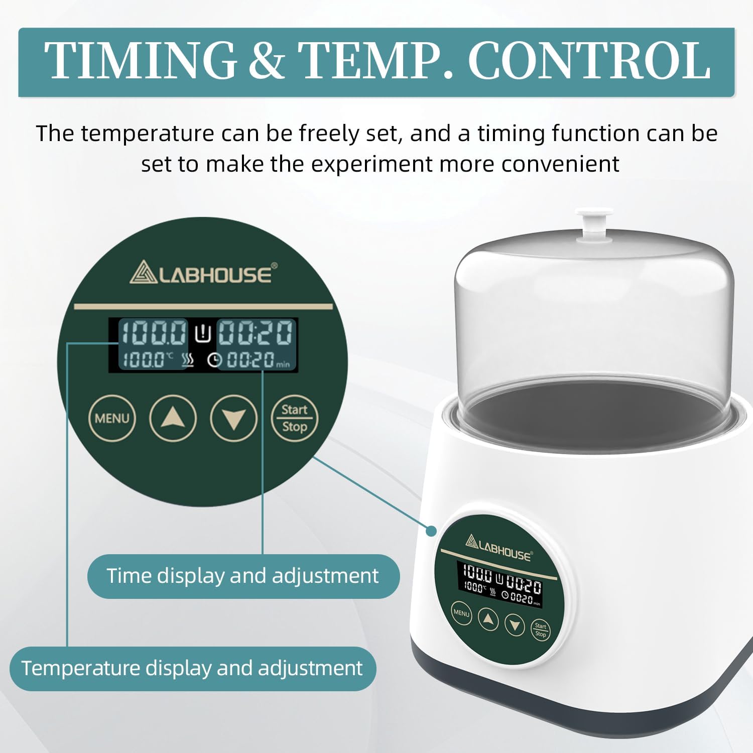 WB-2S Digital Water Bath Stainless Steel liner & Black Teflon Coating | Heating & Dual Dry-Burn Protection 100°C, ±0.1°C Accuracy | 24H Timer for Lab Thermostatic Use