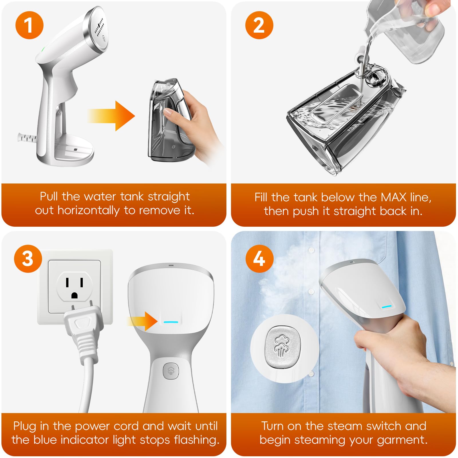 OGHom Portable Travel Handheld Steamer for Clothes, Garment Wrinkle Remover view 6