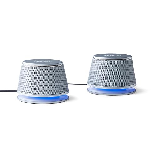 Amazon Basics Stereo 2.0 Computer Speakers with LED Lights