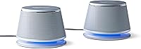 Amazon Basics USB-Powered Stereo 2.0 Speakers for PC Laptop - Silver, Inline Volume Control, Blue LED, Enhanced Bass